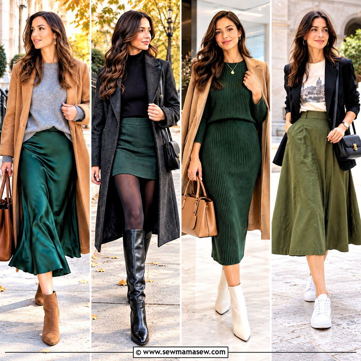 20 Green Skirt Outfit Fall Ideas for Charming Weekend Looks