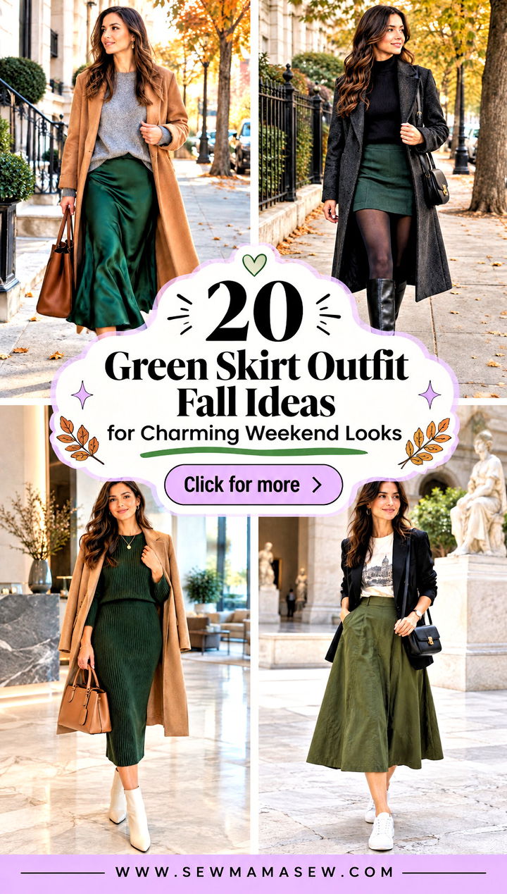 20 Green Skirt Outfit Fall Ideas for Charming Weekend Looks - 20 Green Skirt Outfit Fall Ideas for Charming Weekend Looks