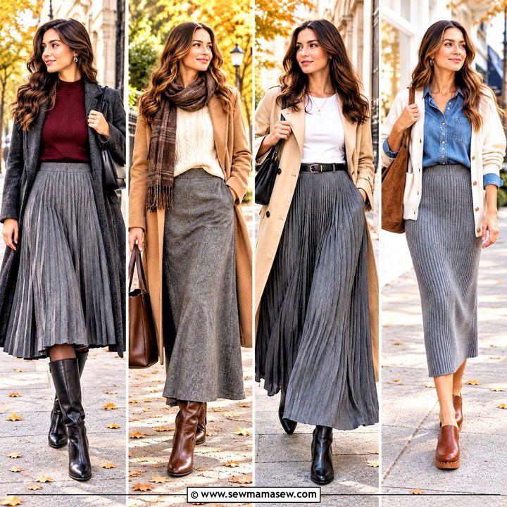 20 Grey Skirt Fall Outfit Ideas for Chic, Cozy Office Days