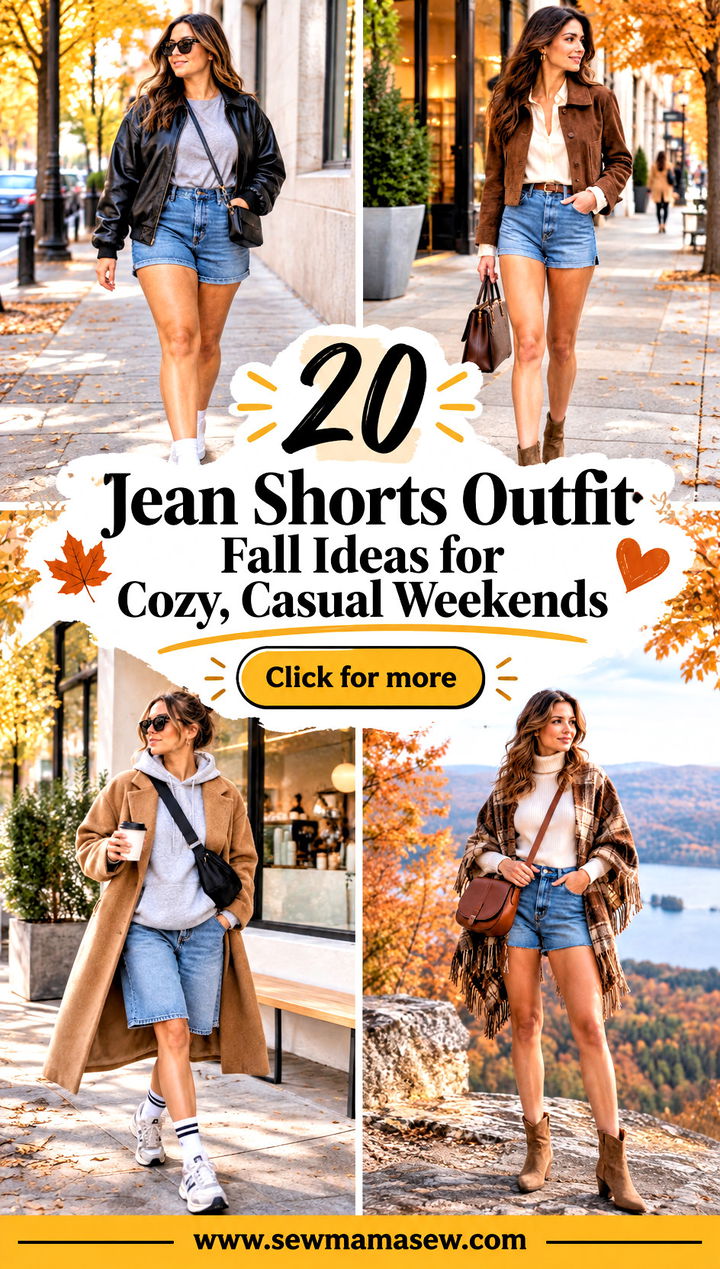20 Jean Shorts Outfit Fall Ideas for Cozy Casual Weekends - 20 Jean Shorts Outfit Fall Ideas for Cozy, Casual Weekends
