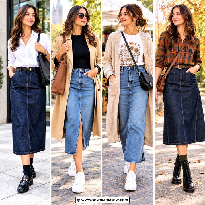 20 Jean Skirt Outfit Fall Ideas for Effortless Weekend Style