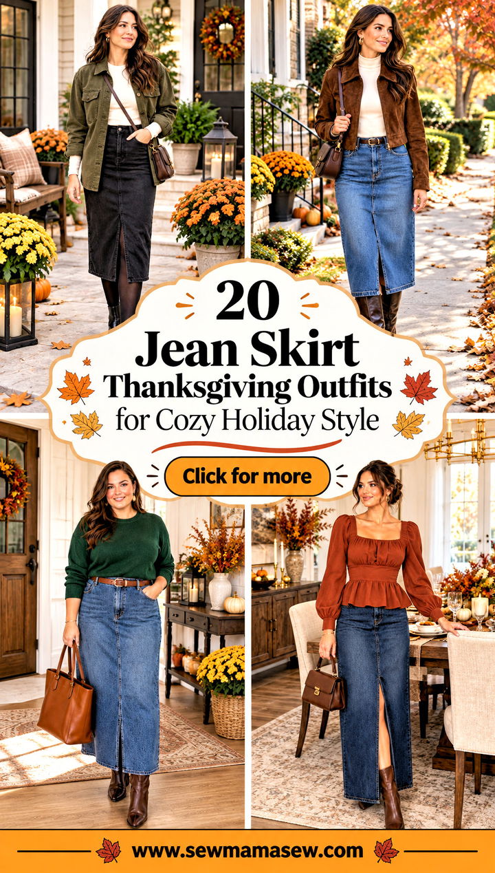20 Jean Skirt Thanksgiving Outfits for Cozy Holiday Style - 20 Jean Skirt Thanksgiving Outfits for Cozy Holiday Style