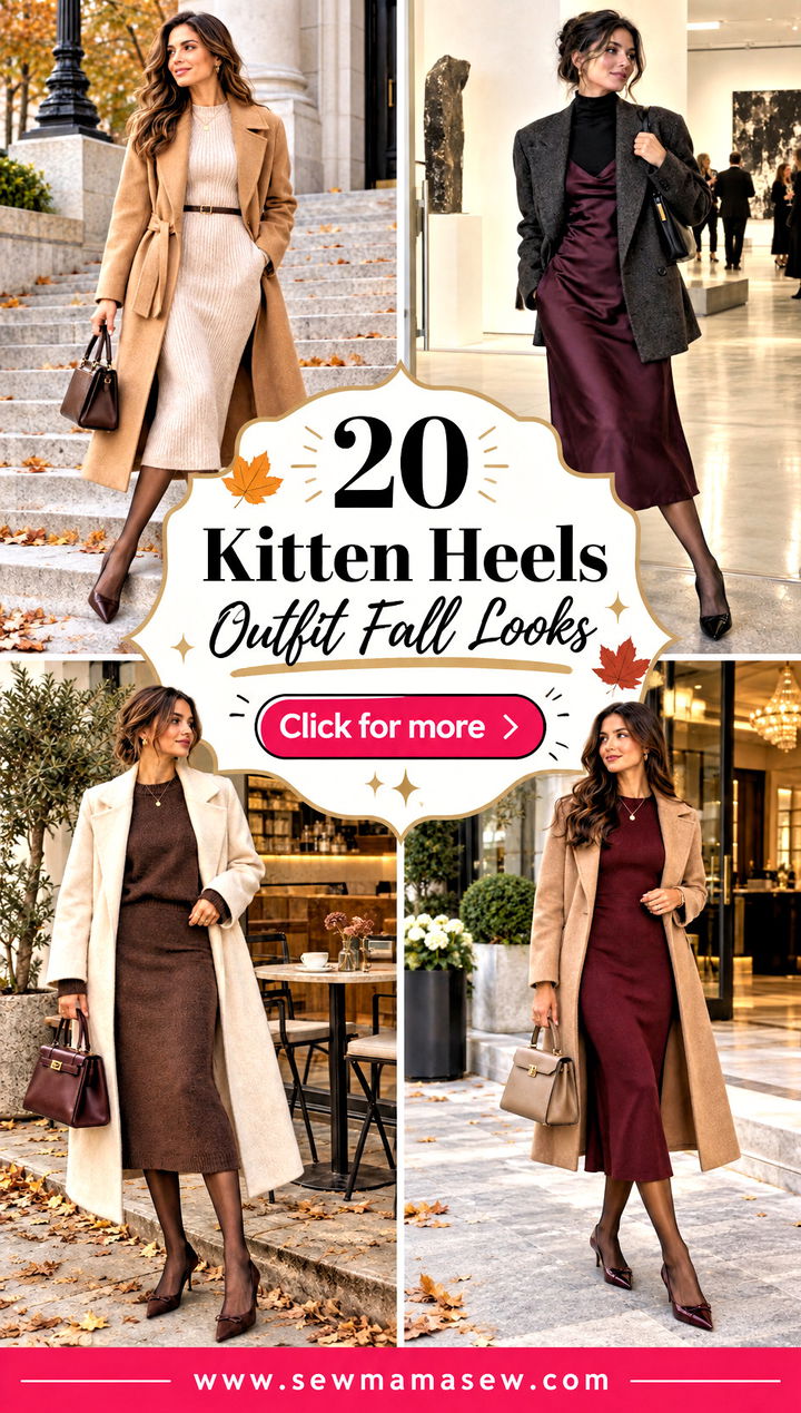 20 Kitten Heels Outfit Fall Looks for Easy Office Elegance - 20 Kitten Heels Outfit Fall Looks for Easy Office Elegance