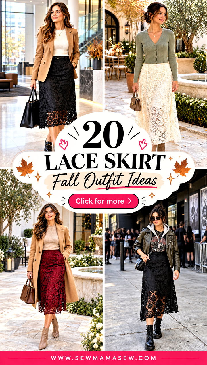 20 Lace Skirt Fall Outfit Ideas for Romantic Autumn Dates - 20 Lace Skirt Fall Outfit Ideas for Romantic Autumn Dates
