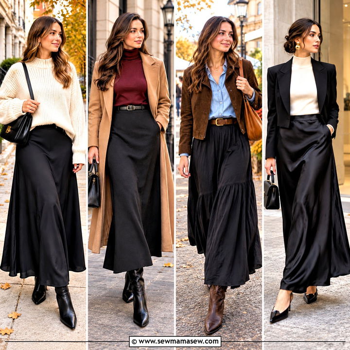 20 Long Black Skirt Autumn Outfit Ideas: Cozy Chic Layers