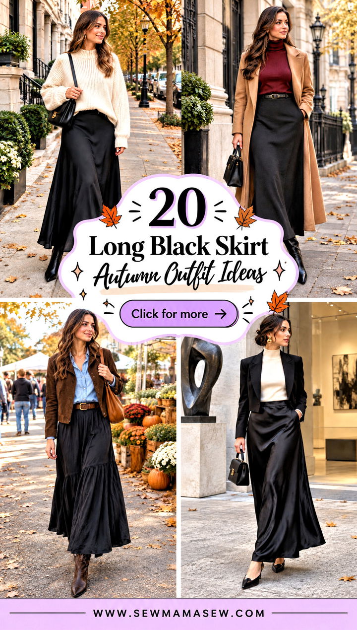 20 Long Black Skirt Autumn Outfit Ideas Cozy Chic Layers - 20 Long Black Skirt Autumn Outfit Ideas: Cozy Chic Layers