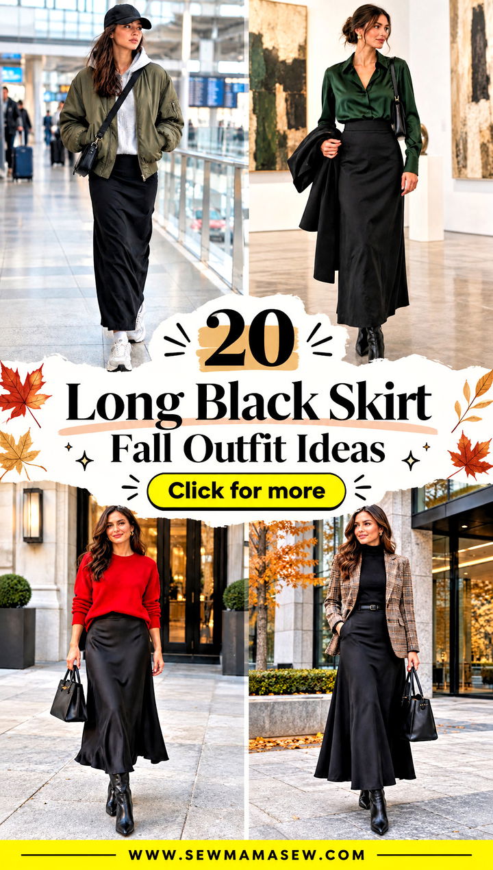 20 Long Black Skirt Fall Outfit Ideas Effortless Work Looks - 20 Long Black Skirt Fall Outfit Ideas: Effortless Work Looks