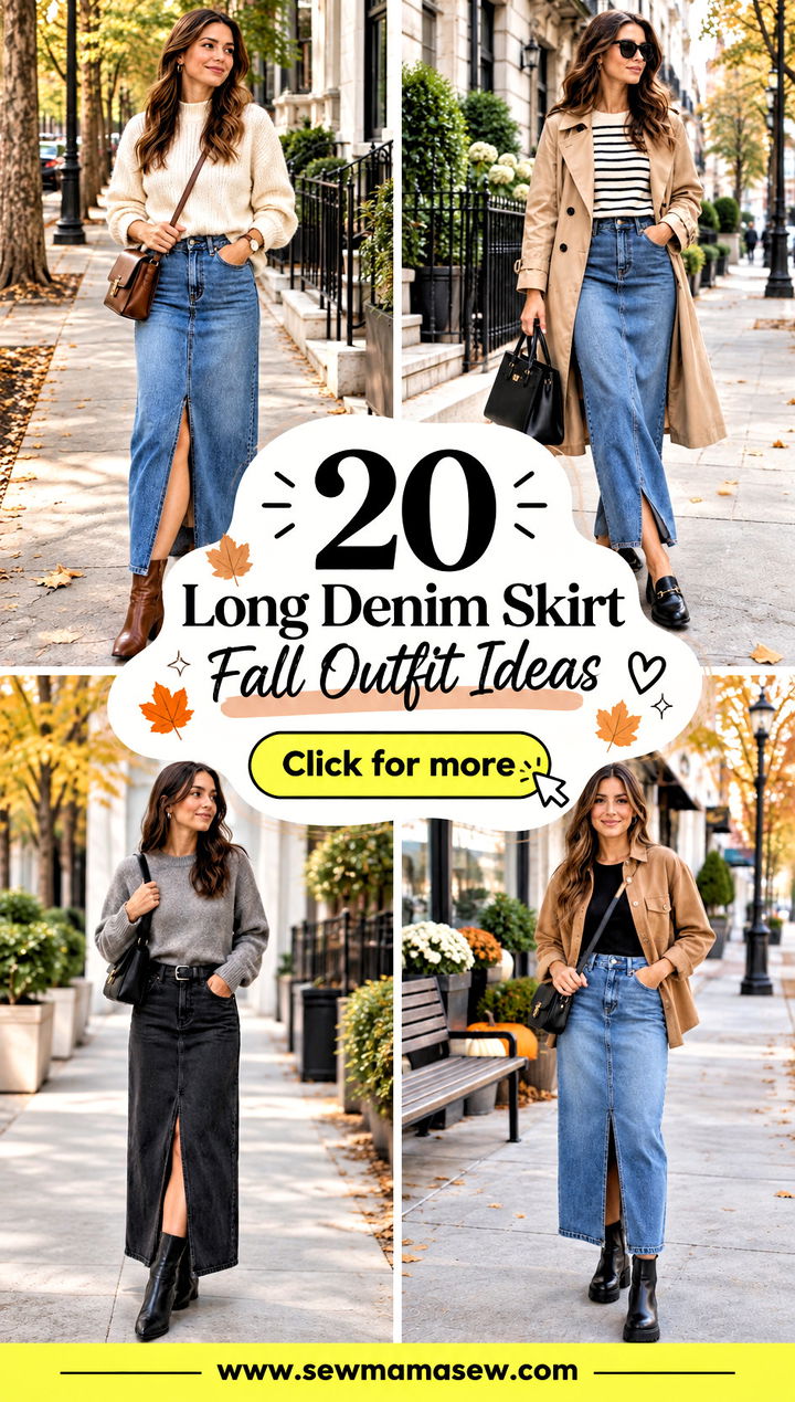20 Long Denim Skirt Fall Outfit Ideas Chic Weekend Looks - 20 Long Denim Skirt Fall Outfit Ideas: Chic Weekend Looks