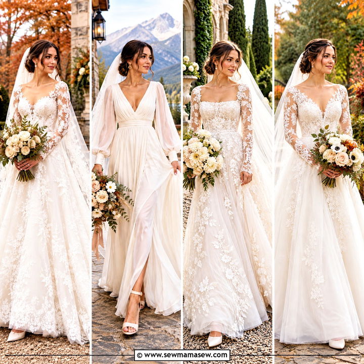 20 Long Sleeve Fall Wedding Dress Ideas for a Cozy Ceremony