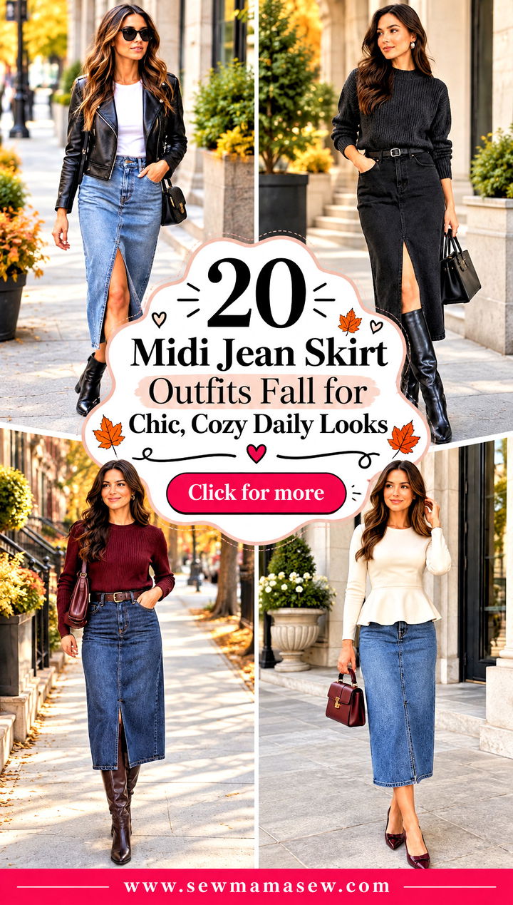 20 Midi Jean Skirt Outfits Fall for Chic Cozy Daily Looks - 20 Midi Jean Skirt Outfits Fall for Chic, Cozy Daily Looks