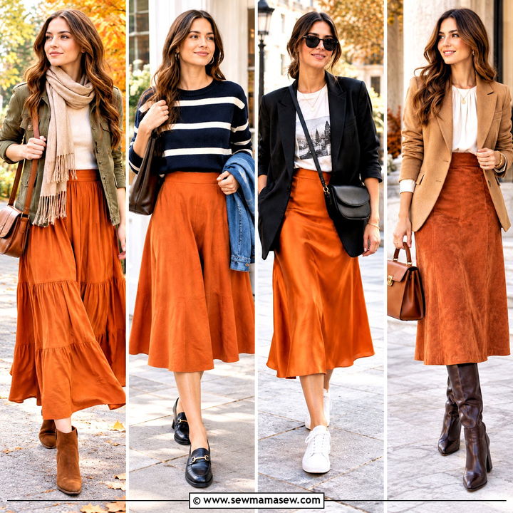 20 Orange Skirt Outfit Fall Ideas for Bold Everyday Style