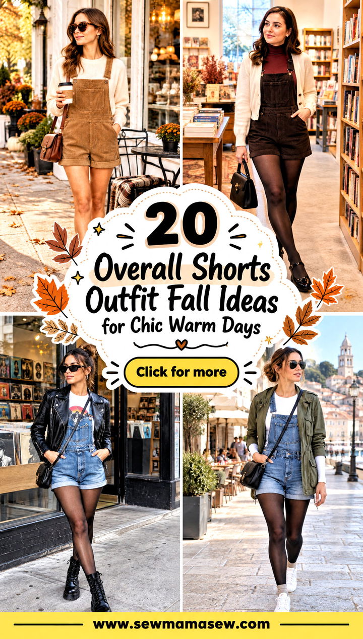 20 Overall Shorts Outfit Fall Ideas for Chic Warm Days - 20 Overall Shorts Outfit Fall Ideas for Chic Warm Days