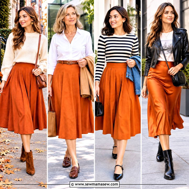 20 Pumpkin Skirt Outfit Ideas for Charming Fall Weekends