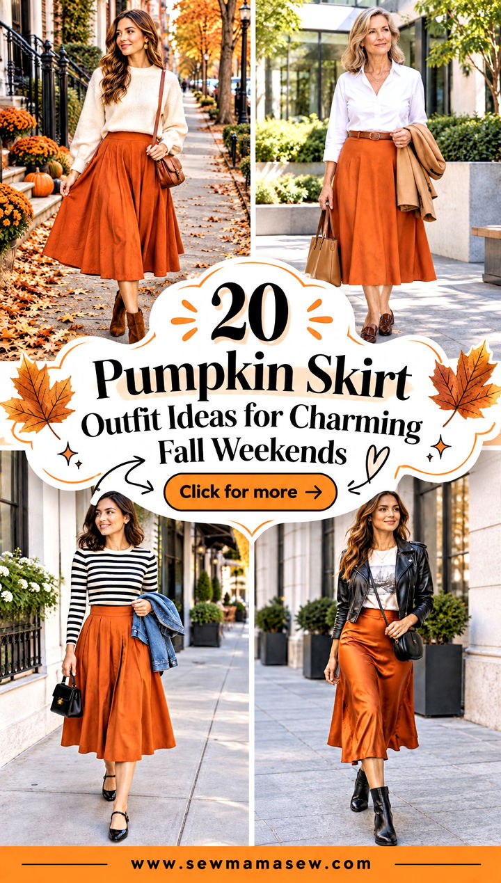 20 Pumpkin Skirt Outfit Ideas for Charming Fall Weekends - 20 Pumpkin Skirt Outfit Ideas for Charming Fall Weekends