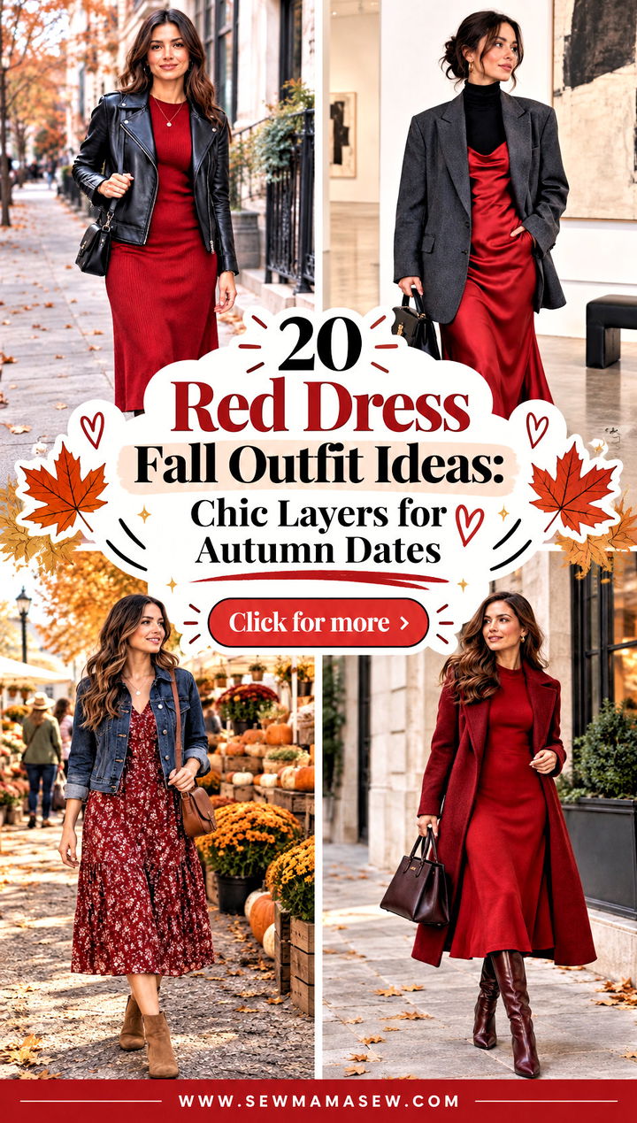 20 Red Dress Fall Outfit Ideas Chic Layers for Autumn Dates - 20 Red Dress Fall Outfit Ideas: Chic Layers for Autumn Dates