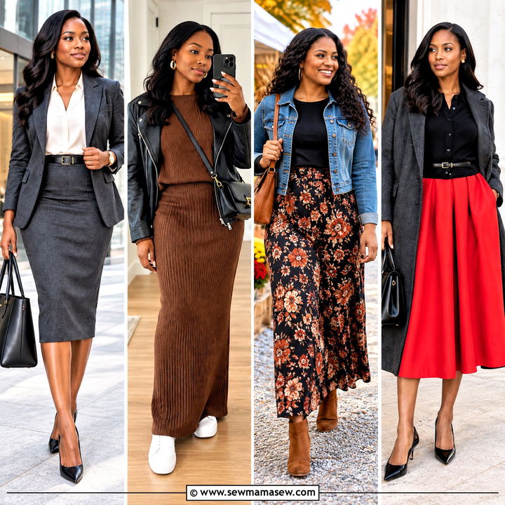 20 Skirt Fall Outfits for Black Women for Chic Autumn Days