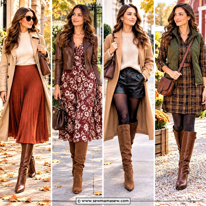 20 Tall Brown Boots Outfit Fall Styles for Cozy City Days