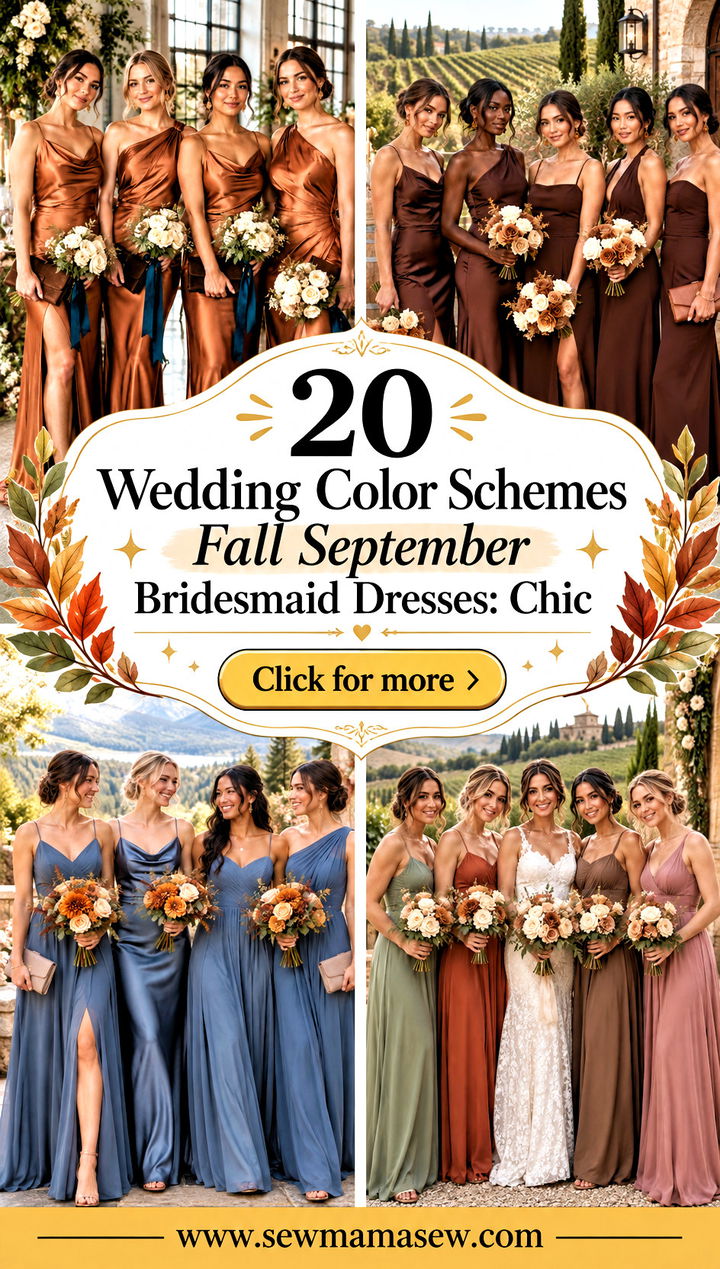 20 Wedding Color Schemes Fall September Bridesmaid Dresses Chic - 20 Wedding Color Schemes Fall September Bridesmaid Dresses: Chic
