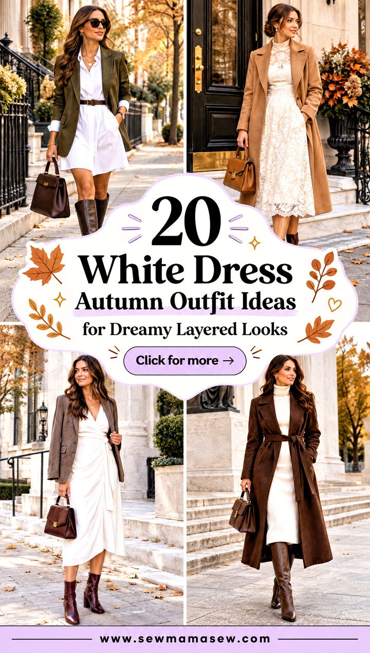 20 White Dress Autumn Outfit Ideas for Dreamy Layered Looks - 20 White Dress Autumn Outfit Ideas for Dreamy Layered Looks