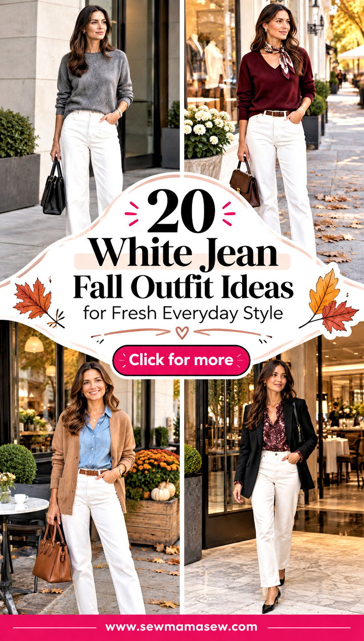 20 White Jean Fall Outfit Ideas for Fresh Everyday Style - 20 White Jean Fall Outfit Ideas for Fresh Everyday Style