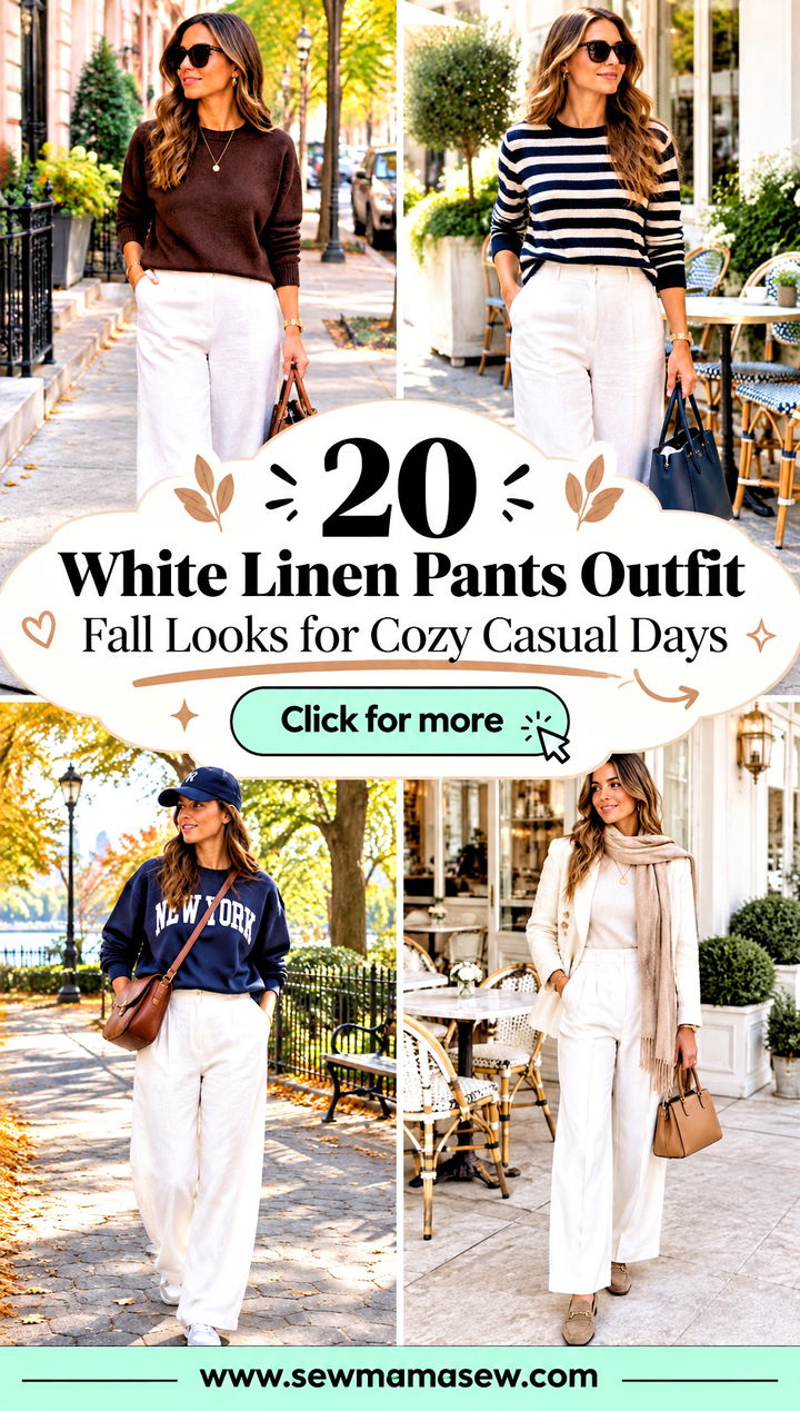 20 White Linen Pants Outfit Fall Looks for Cozy Casual Days - 20 White Linen Pants Outfit Fall Looks for Cozy Casual Days