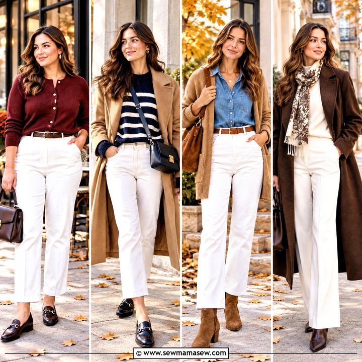 20 White Pants Autumn Outfit Looks for Cozy Weekend Style