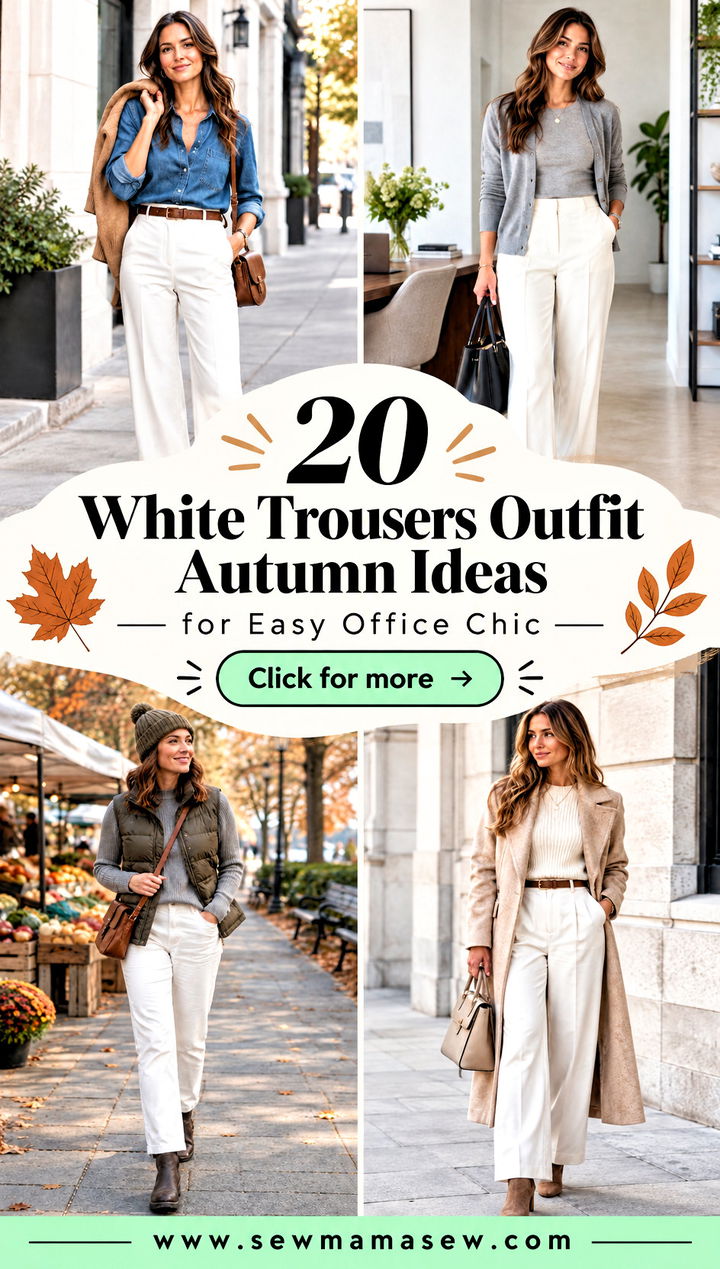 20 White Trousers Outfit Autumn Ideas for Easy Office Chic - 20 White Trousers Outfit Autumn Ideas for Easy Office Chic