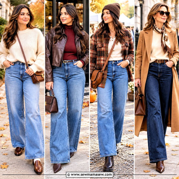 20 Wide Leg Jeans Fall Outfit Looks for Relaxed City Style