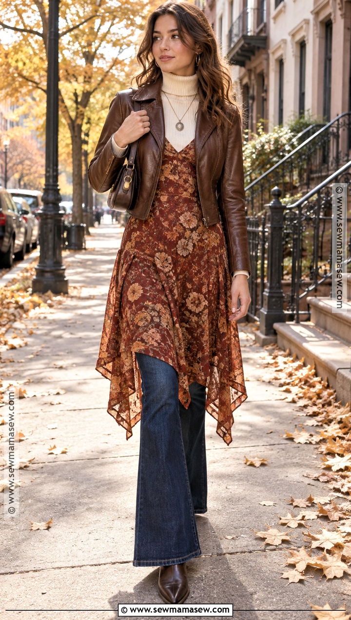 2000s Dress Over Flare Jeans Outfit - 25 2000s fall fashion ideas