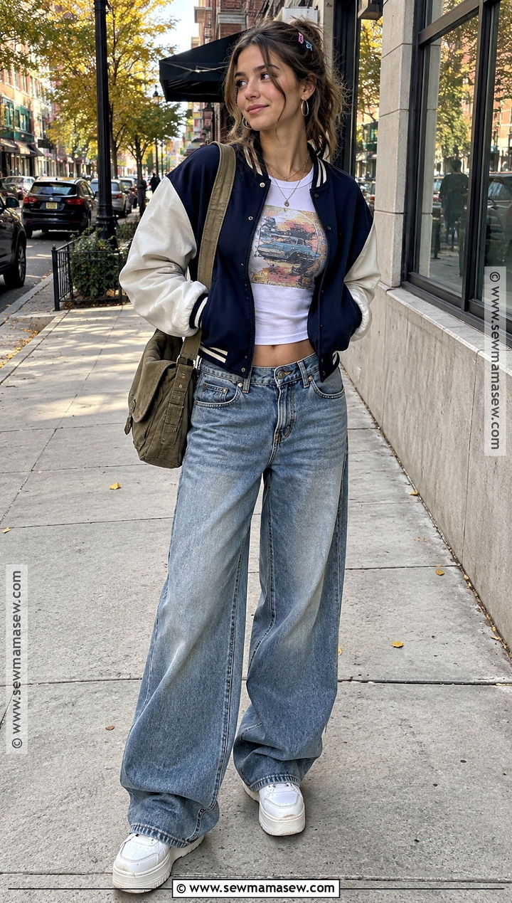 2000s Graphic Baby Tee and Baggy Jeans Outfit - 25 2000s fall fashion ideas