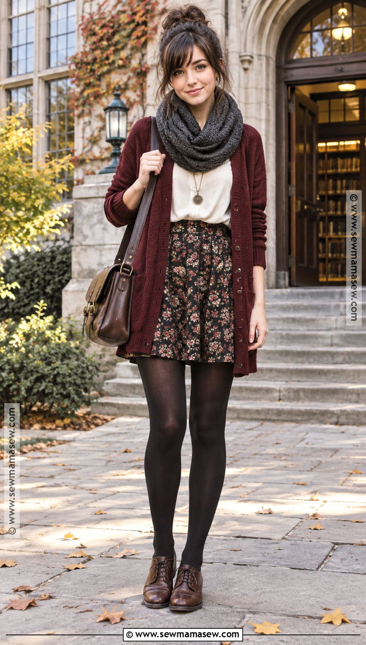 2014 Tumblr Burgundy Cardigan And Floral Skirt Outfit - 20 tumblr fall outfits 2026