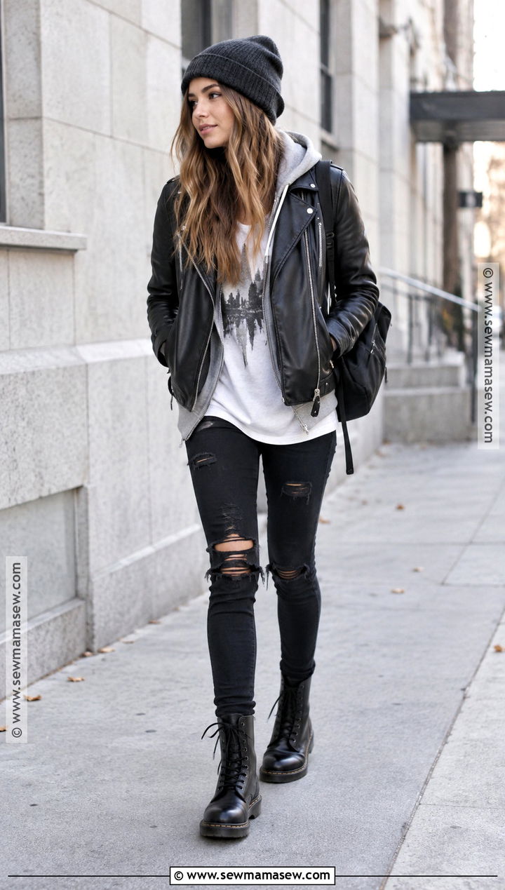 2014 Tumblr Hoodie And Leather Jacket Outfit - 20 tumblr fall outfits 2026