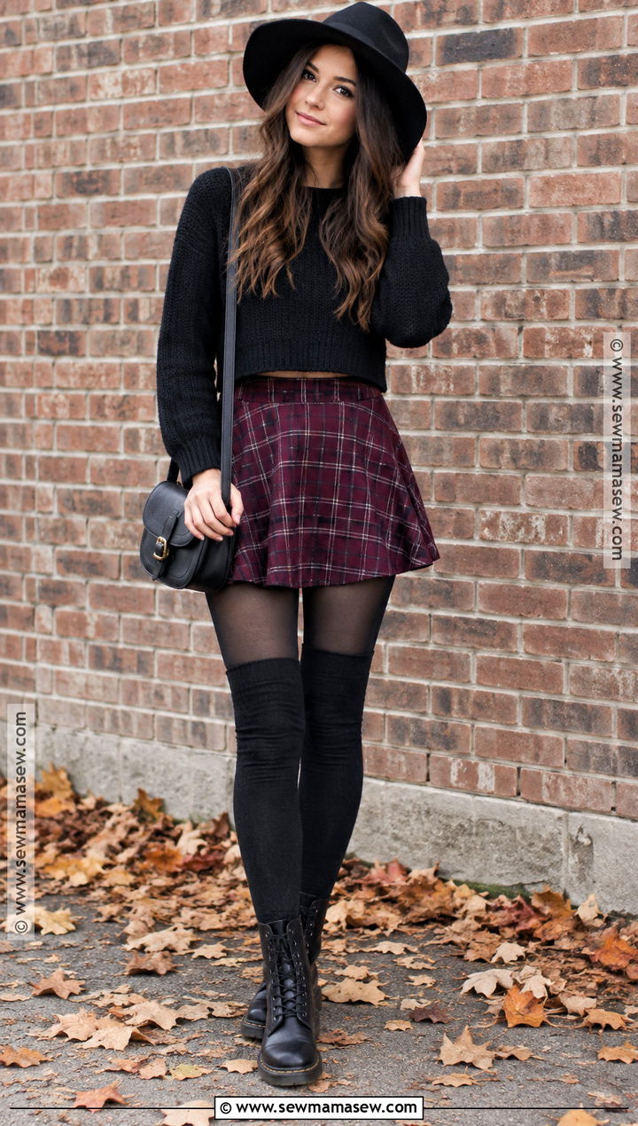 2014 Tumblr Plaid Skirt And Cropped Sweater Outfit - 20 tumblr fall outfits 2026