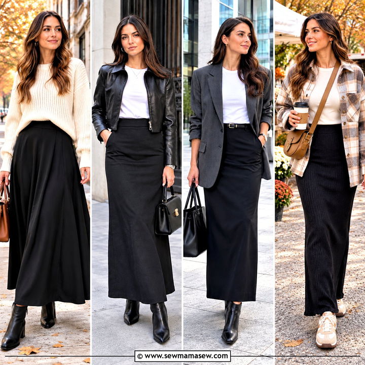 25 Black Maxi Skirt Outfit Fall Ideas for Cozy Elegance