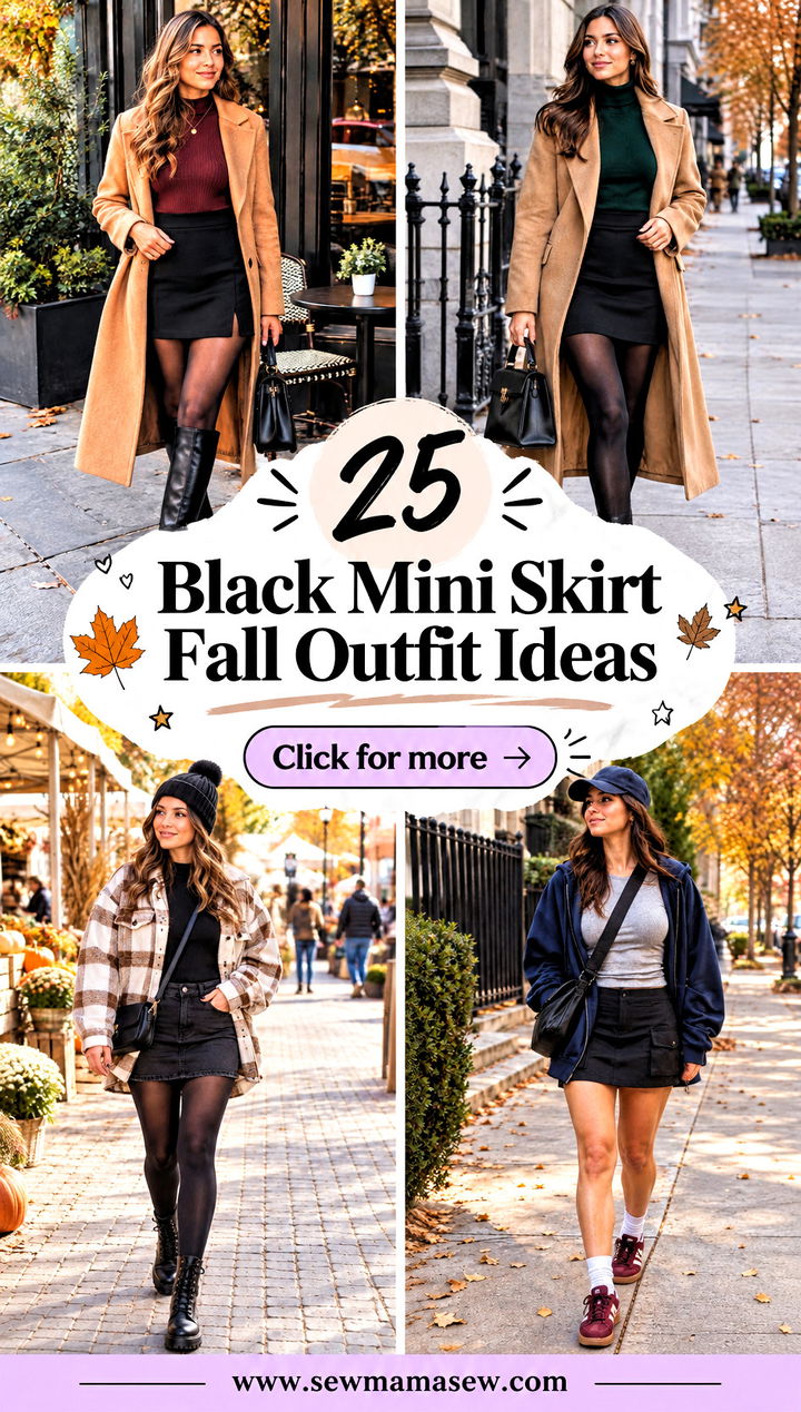 25 Black Mini Skirt Fall Outfit Ideas for Chic Layered Looks - 25 Black Mini Skirt Fall Outfit Ideas for Chic Layered Looks