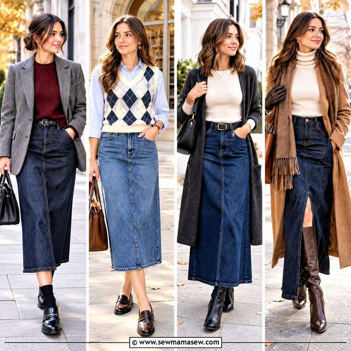 25 Denim Skirt Fall Outfits for Effortless Weekend Style