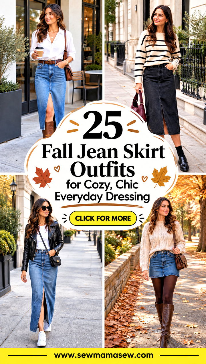 25 Fall Jean Skirt Outfits for Cozy Chic Everyday Dressing - 25 Fall Jean Skirt Outfits for Cozy, Chic Everyday Dressing