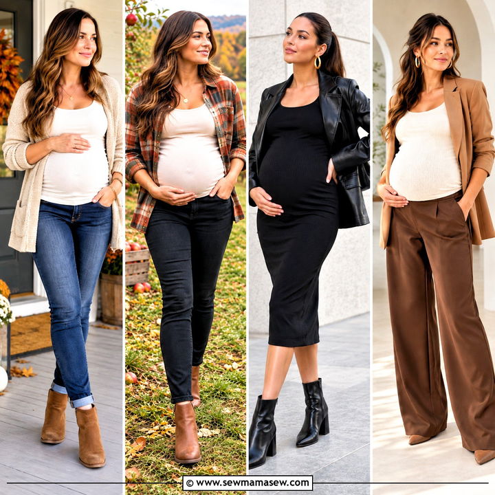 25 Fall Maternity Outfits for Photoshoot Magic in Cozy Layers