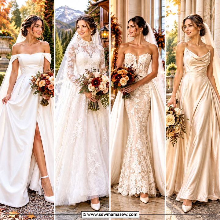 25 Fall Wedding Dresses Bride Inspiration for Cozy Venues