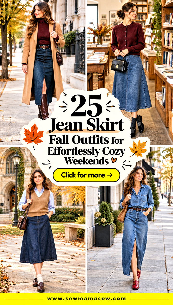 25 Jean Skirt Fall Outfits for Effortlessly Cozy Weekends - 25 Jean Skirt Fall Outfits for Effortlessly Cozy Weekends