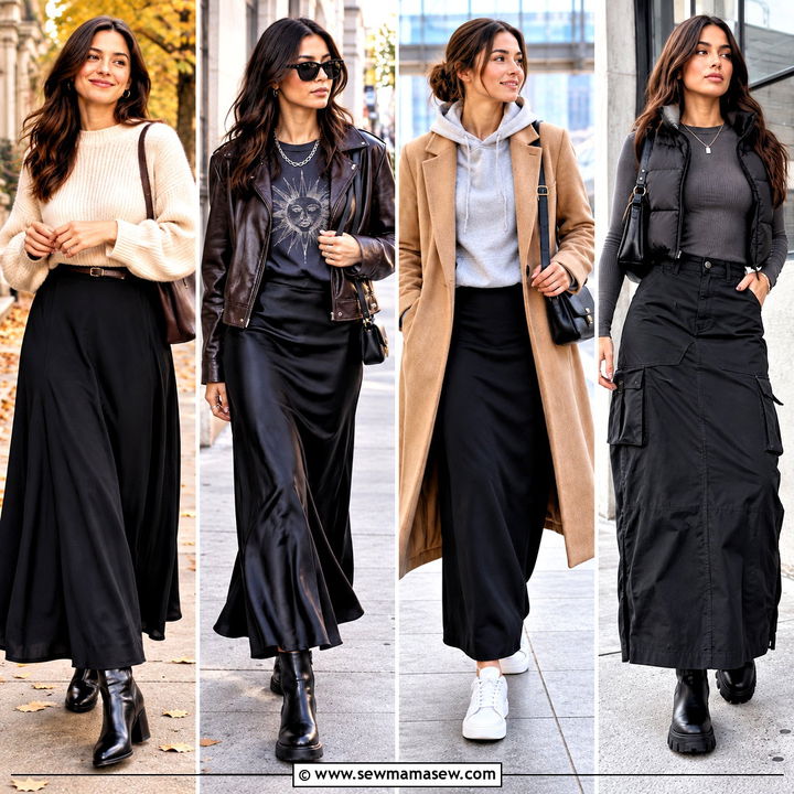 25 Long Black Skirt Outfit Fall Ideas for Effortless Days