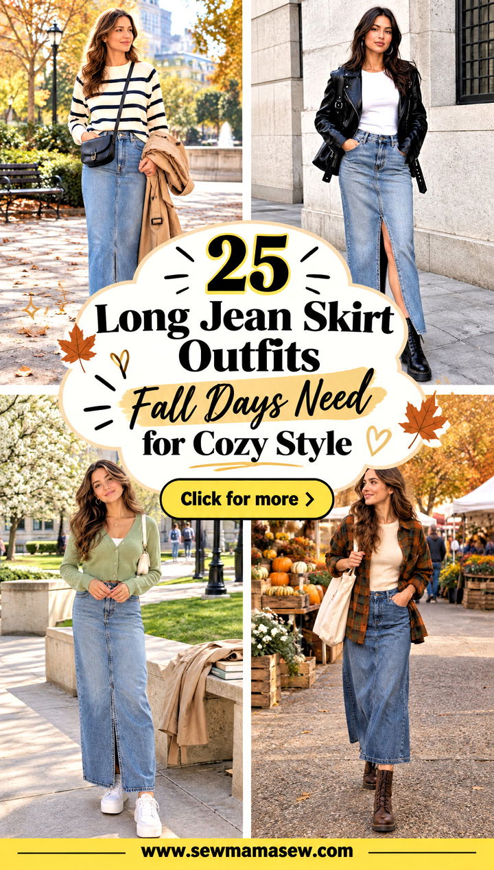 25 Long Jean Skirt Outfits Fall Days Need for Cozy Style - 25 Long Jean Skirt Outfits Fall Days Need for Cozy Style