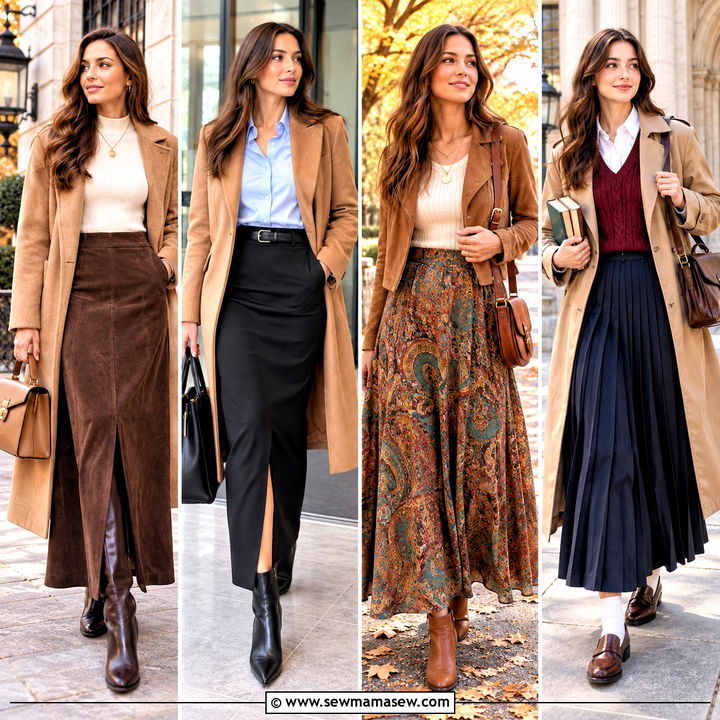 25 Long Skirt Fall Outfits for Chic Cozy Everyday Style