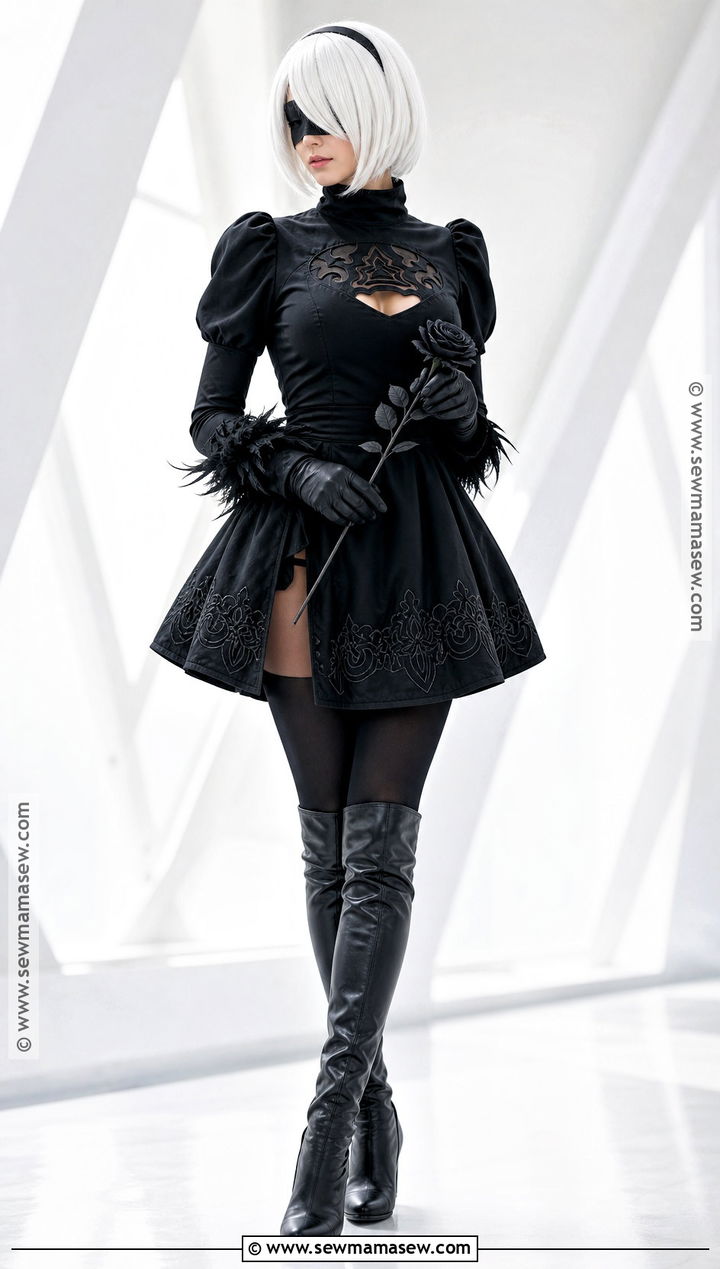 2B Cosplay With Black Dress - 30 white hair cosplay ideas