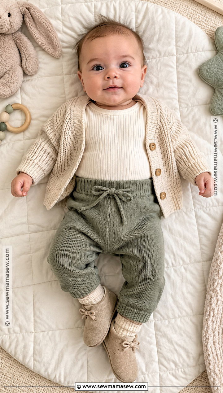 3 Month Old Ribbed Bodysuit And Knit Pants Fall Outfit - 15 3 month old fall outfits