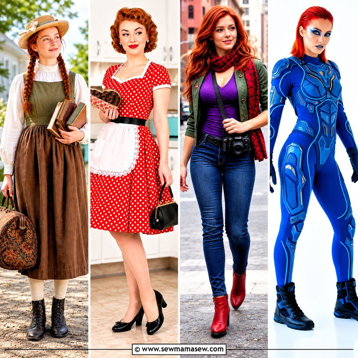 30 red head costumes