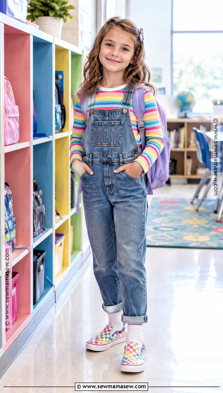 3rd Grade Striped Shirt With Denim Overalls - 15 3Rd Grade Shirts Back To School