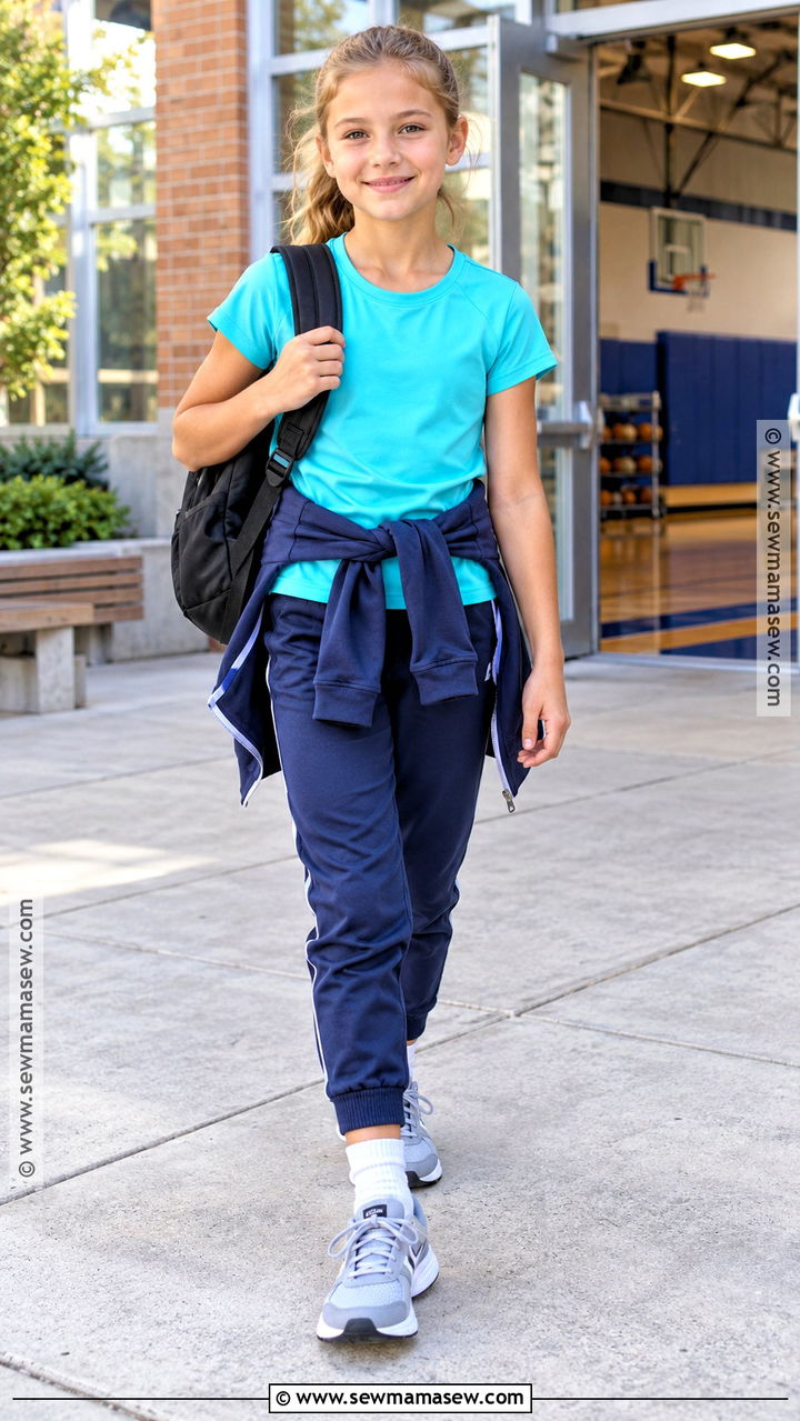 4th Grade Athletic T Shirt And Track Pants Outfit - 20 back to school outfits 4th grade for girls