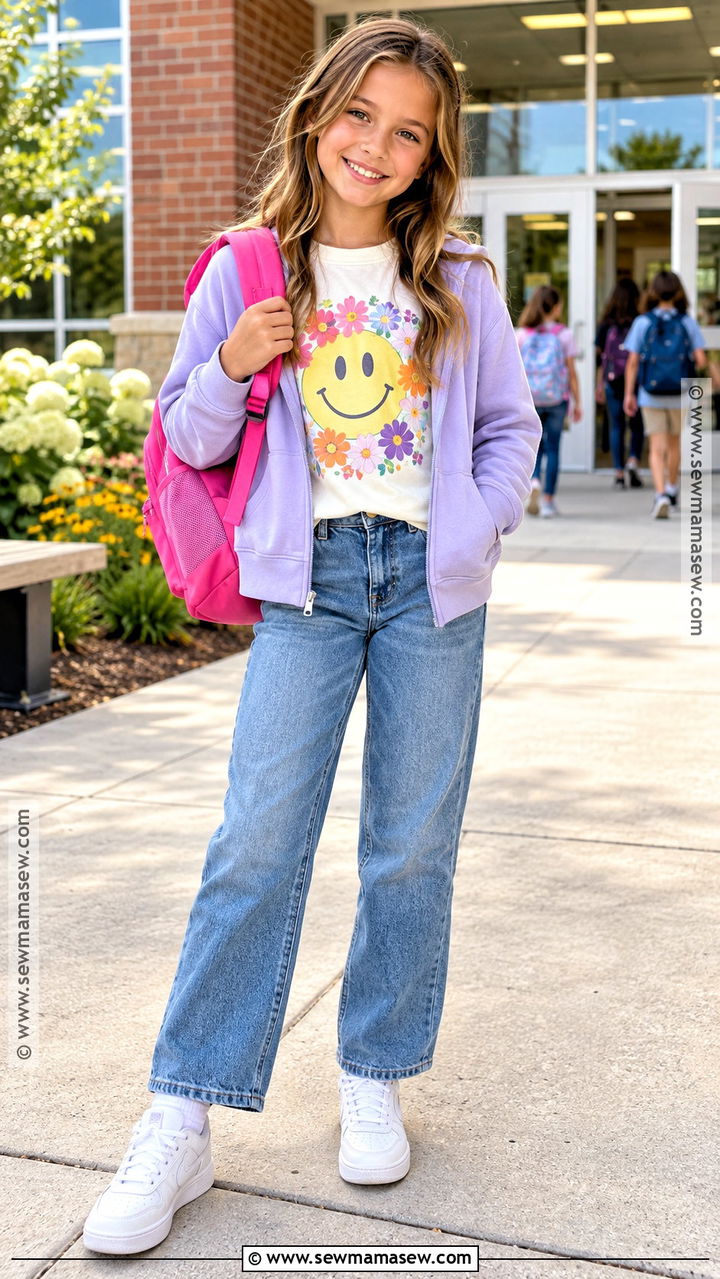 4th Grade Graphic Tee And Straight Leg Jeans Outfit - 20 back to school outfits 4th grade for girls