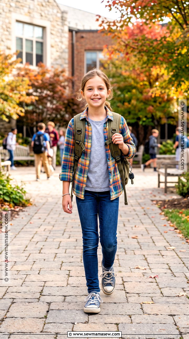 4th Grade Plaid Shirt And Jeggings Outfit - 20 back to school outfits 4th grade for girls